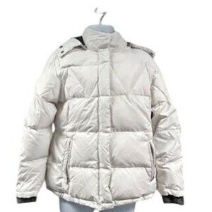 White Power Down Series Womens Puffer Jacket By AE Size Large Quilted Design Zip